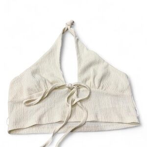 Urban Outfitters Cream Halter Tie Crop Top